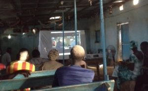 Watching a missionary movie after Bible Study